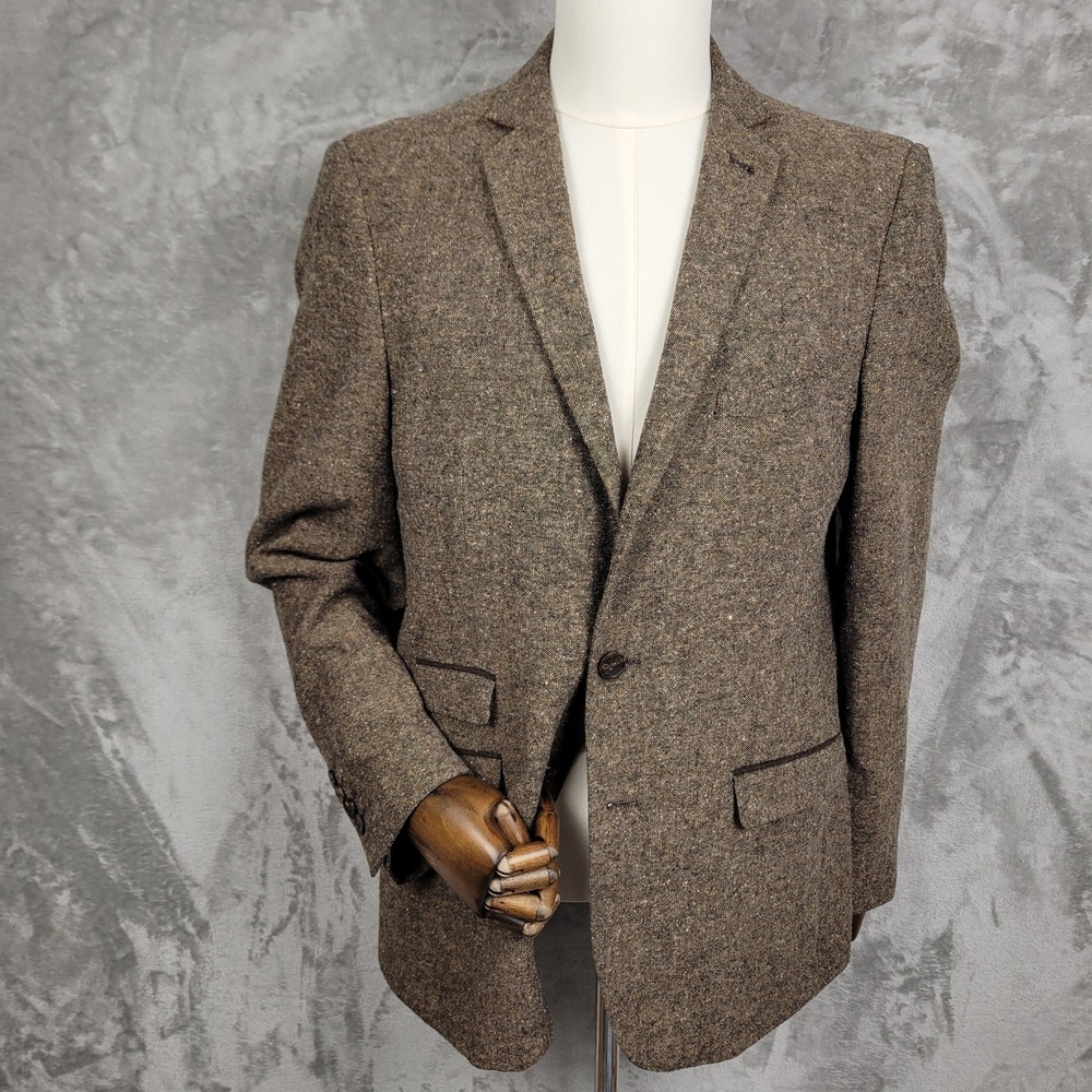 Paisley & Gray Blazer Brown Two Button Slim Fit 42R Floral Bird Print Lining